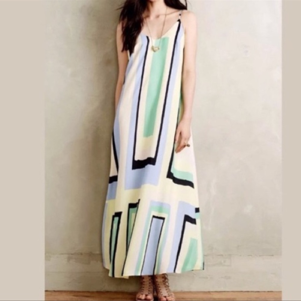 ANTHROPOLOGIE ABSTRACTED MAXI DRESS by MAEVE Size Medium